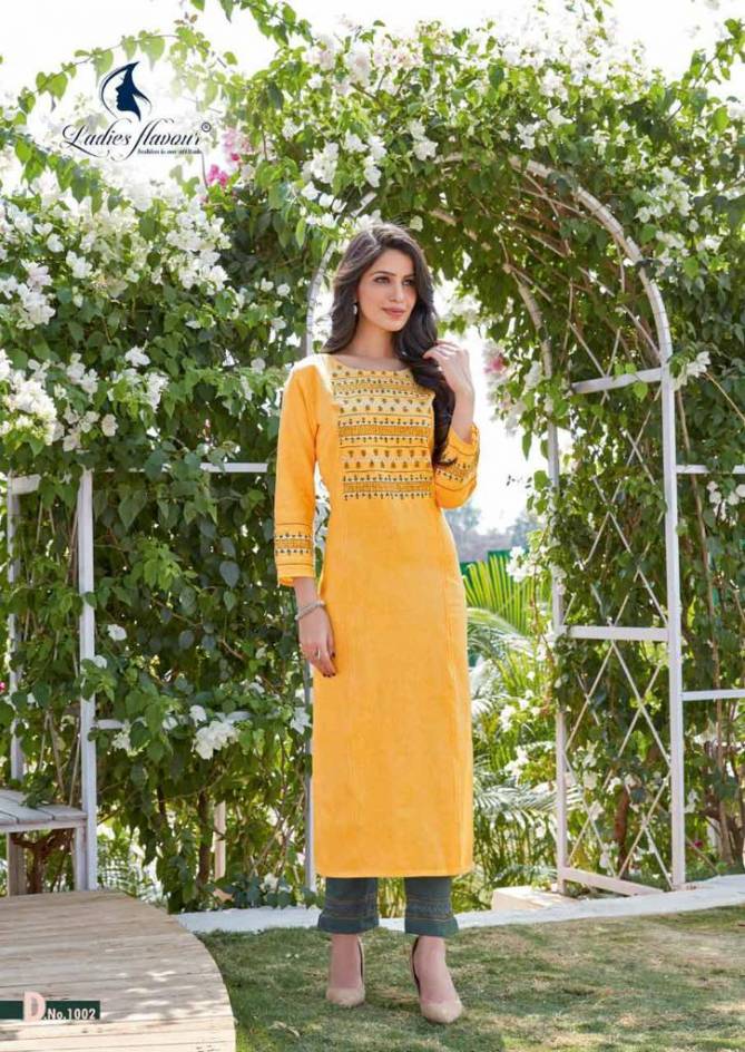 Belliza By Ladies Flavour 1001-1006 Embroidery Kurtis With Bottom